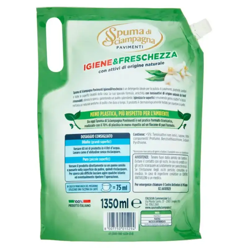 Spuma di Sampagna Detergent Pardoseli de Igiena Ecoricarica 1350 ml Bax 8 buc.